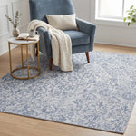 Blue Vintage Floral Medallion Wool Rug Square