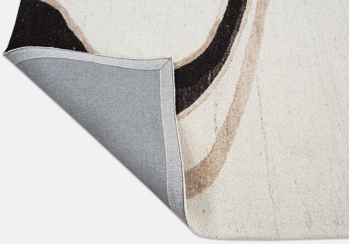 Ivory, Beige & Black Abstract Curve Natural Wool Rug — Square 5