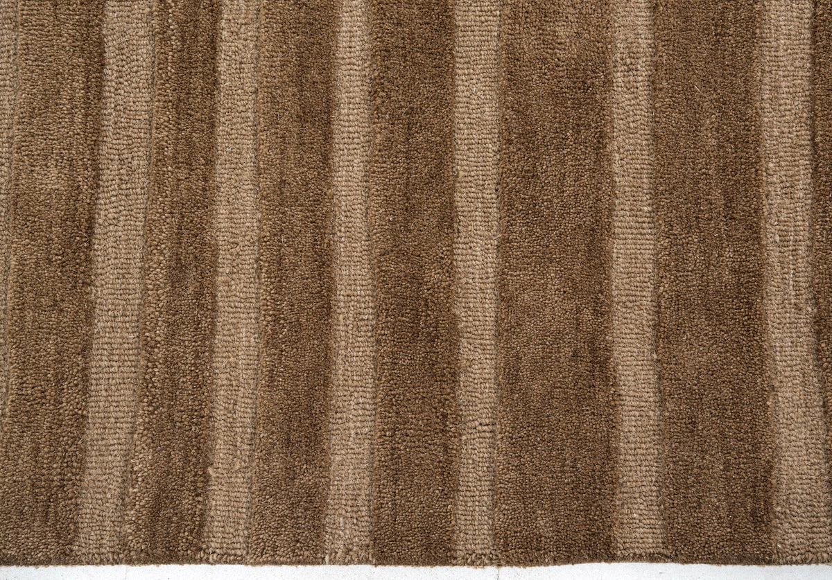 Brown & Tan Wave Stripe Wool Rug — Square 6