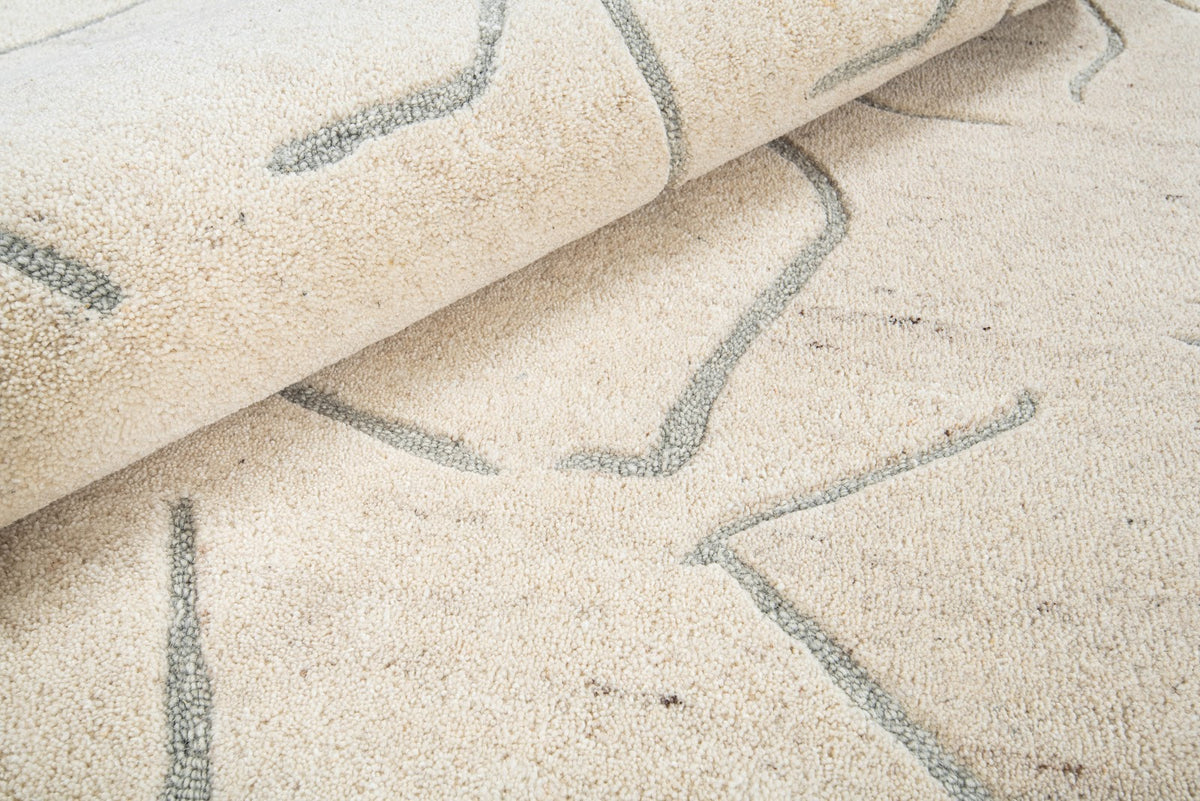 Ivory & Grey Abstract Branch Pattern Wool Rug — Shaped 3