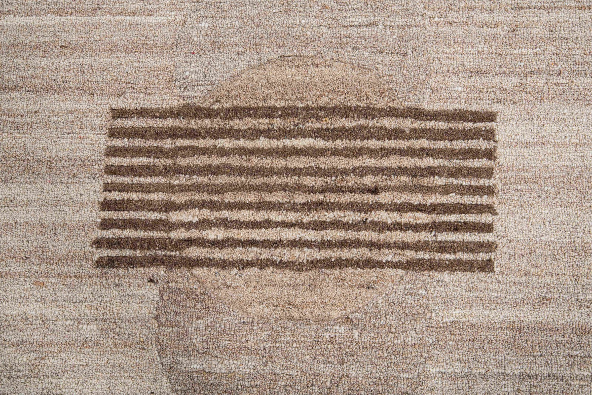 Brown, Beige & Black Abstract Organic Wool Rug — Shaped 3