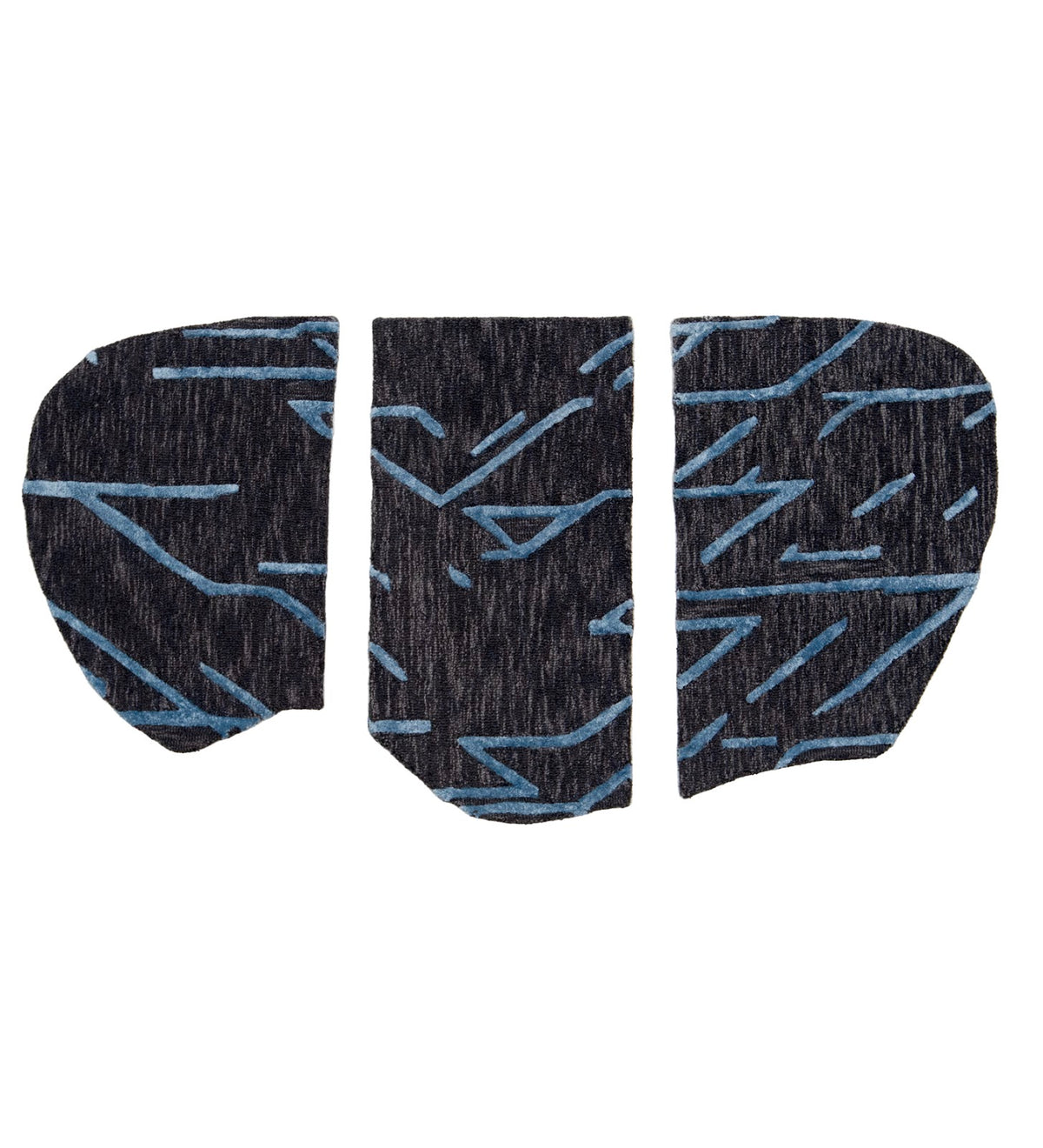 Charcoal Grey & Teal Abstract Line Wool Silk Wall Art (3-Panel Set) 9