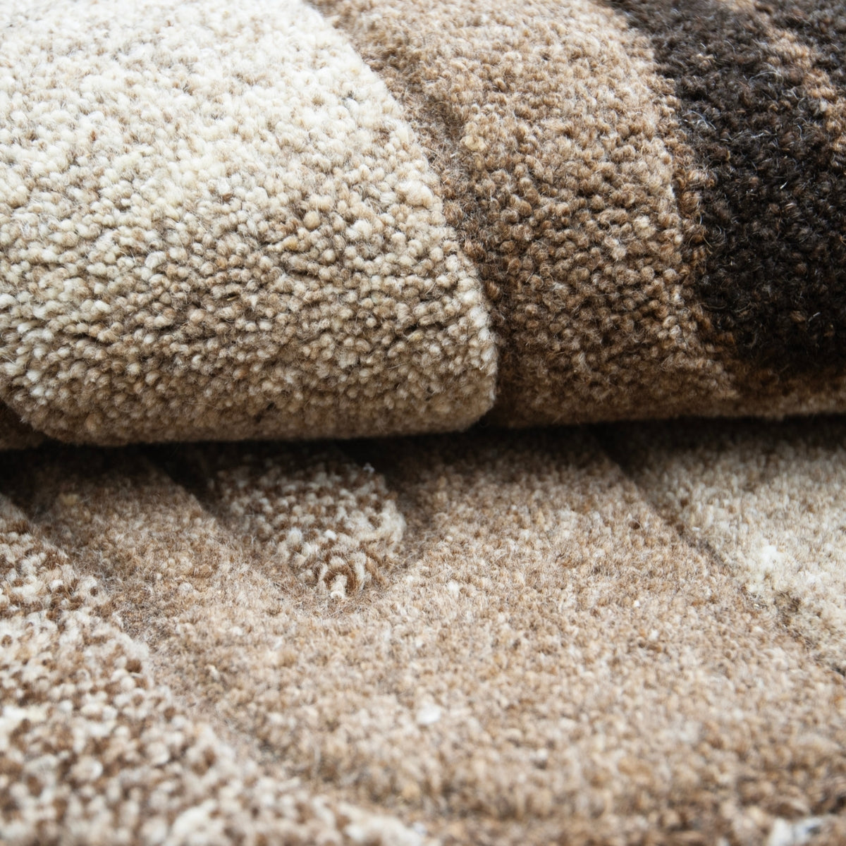 Beige & Ivory Abstract Organic Natural Wool Rug — Round 3
