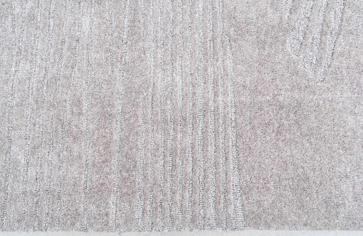 Ivory & Beige Abstract Wave Wool & Silk Rug — Square 6