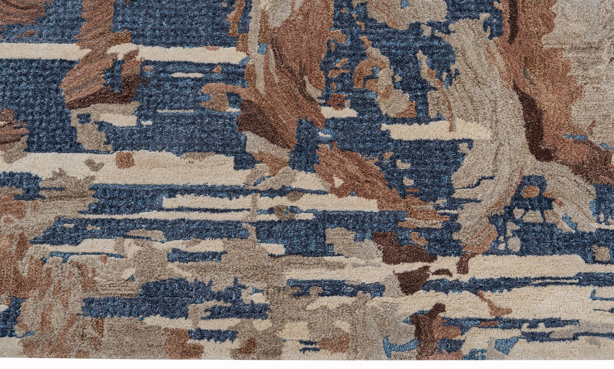 Ivory Brown handmade wool and silk rug