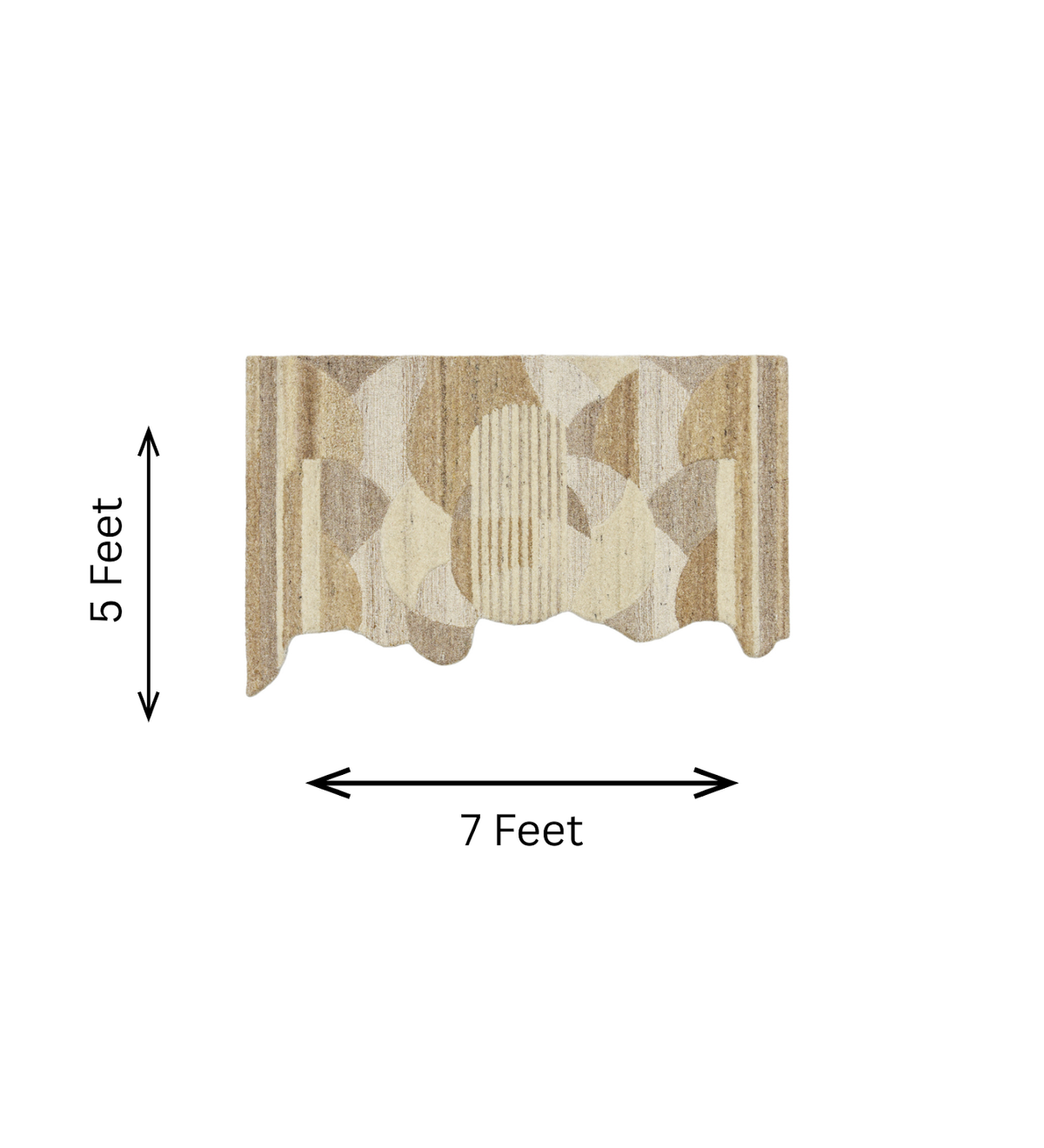 Beige & Tan Circle Stripe Wool Wall Art, Scalloped Edge 3