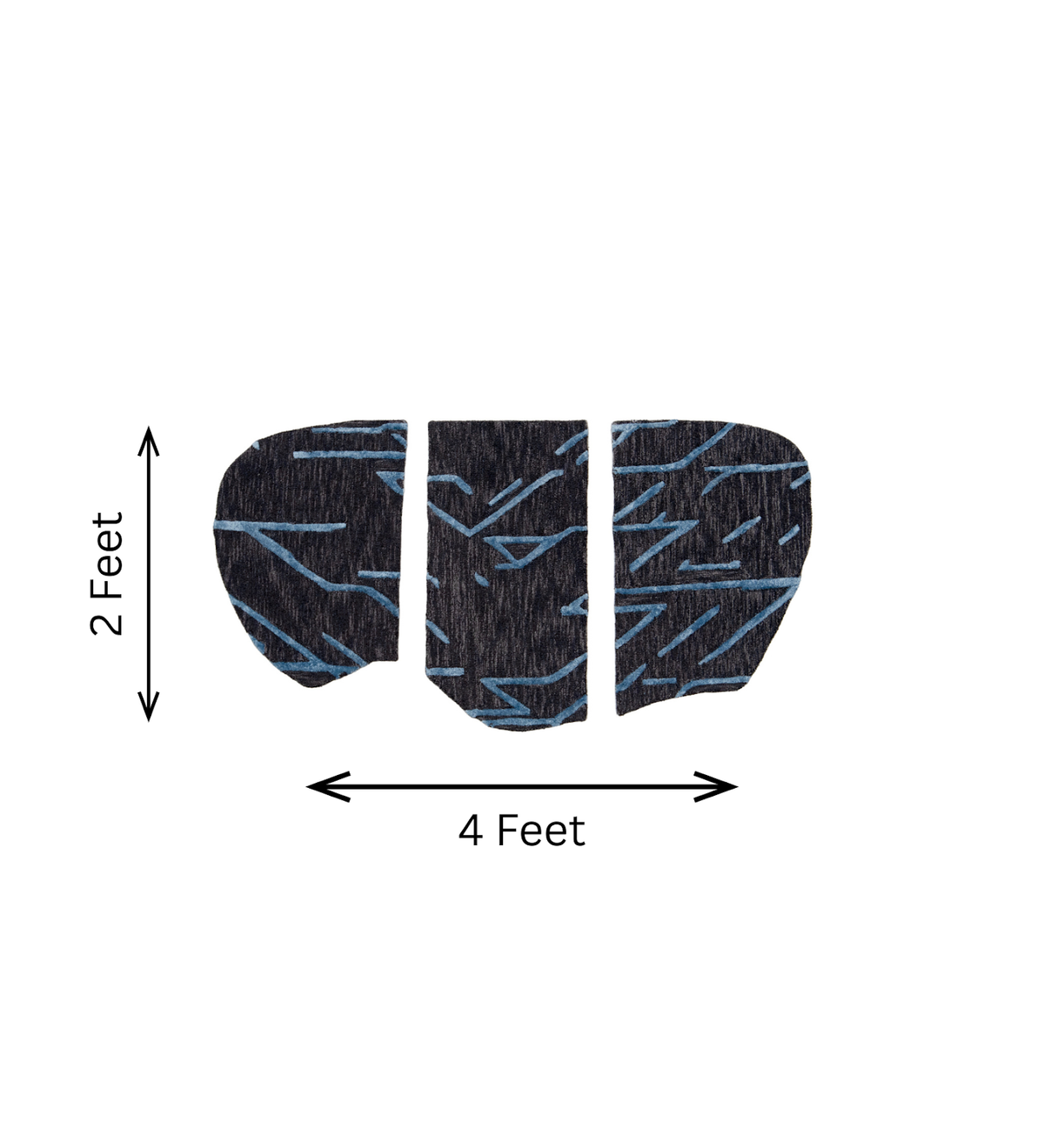 Charcoal Grey & Teal Abstract Line Wool Silk Wall Art (3-Panel Set) 1