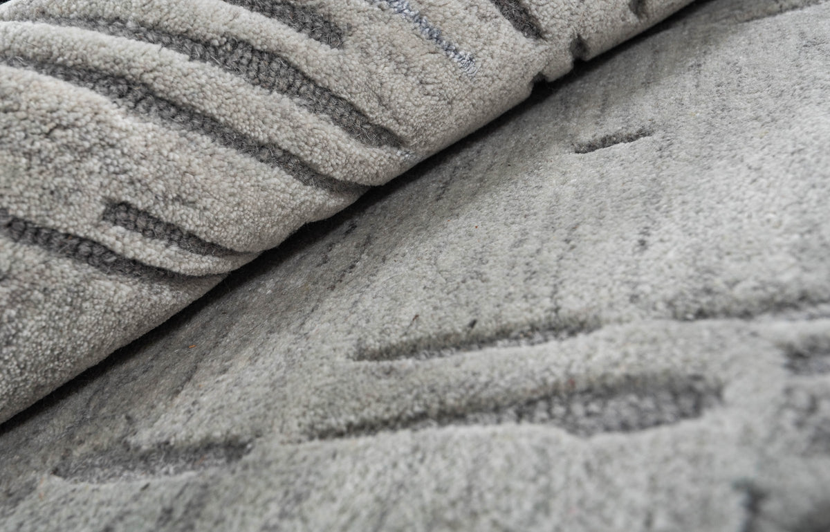 Denim handmade wool and silk rug