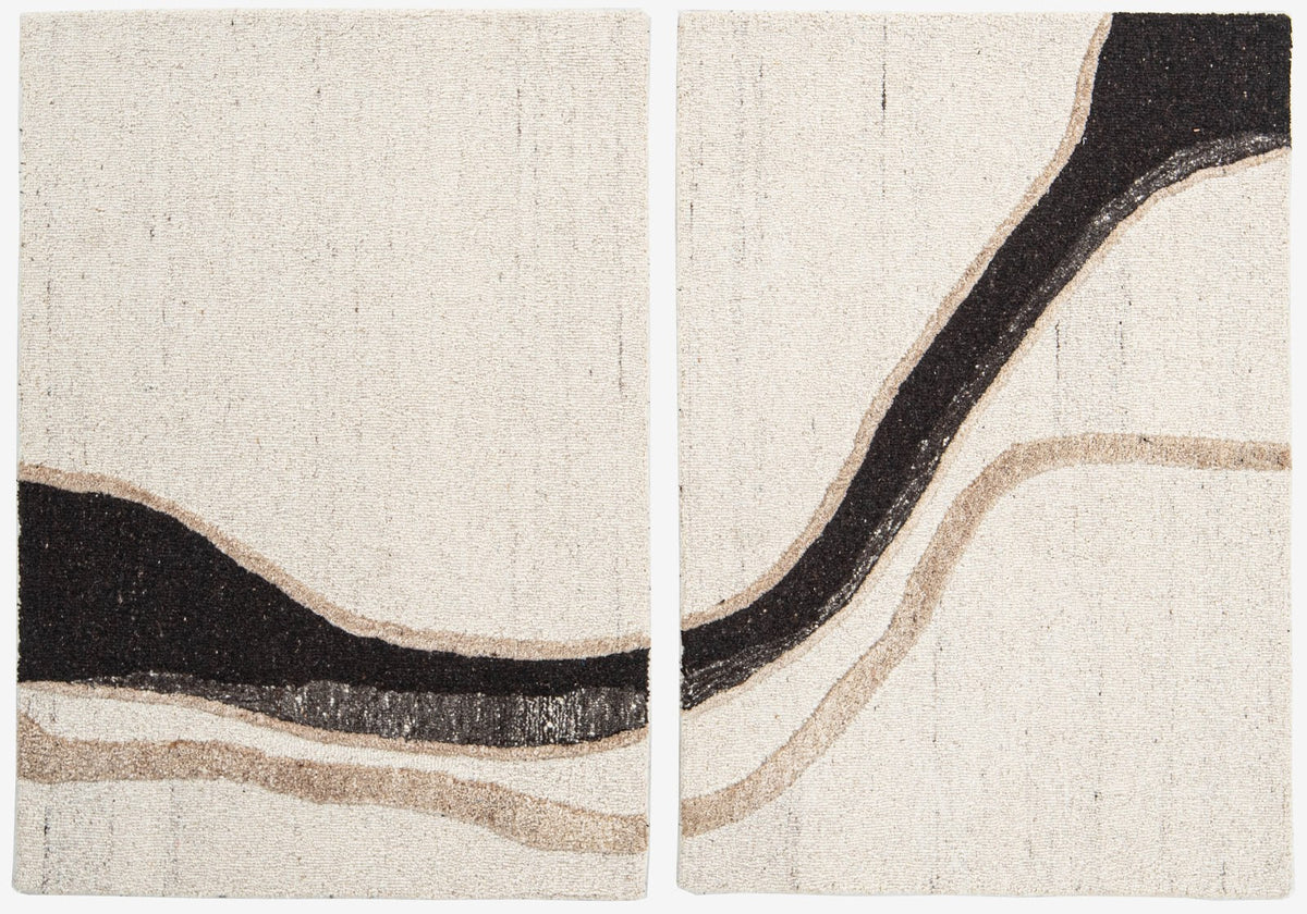 Brown & Tan Wave Stripe Wool Wall Art (2-Panel Set) 9