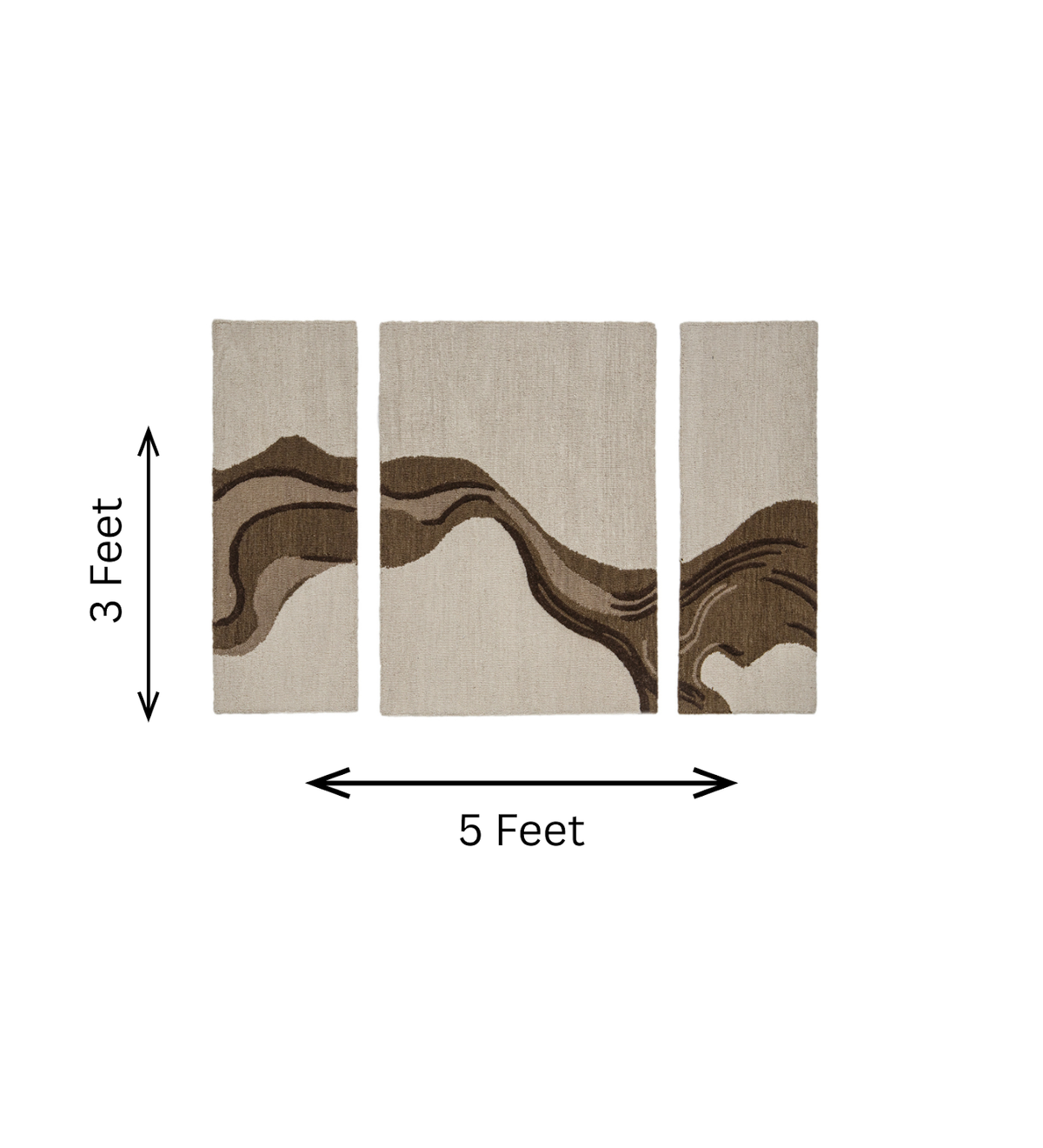 Ivory & Brown Abstract Wave Wool Wall Art (3-Panel Set) 2