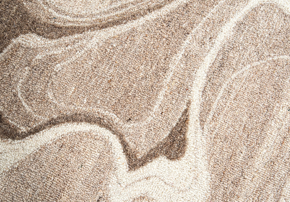 Beige & Ivory Abstract Organic Natural Wool Rug — Square 4
