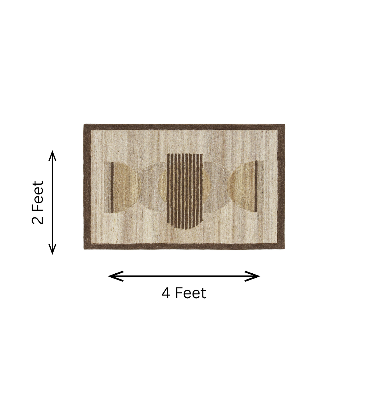 Ivory & Brown Circle Stripe Wool Wall Art with Border 1