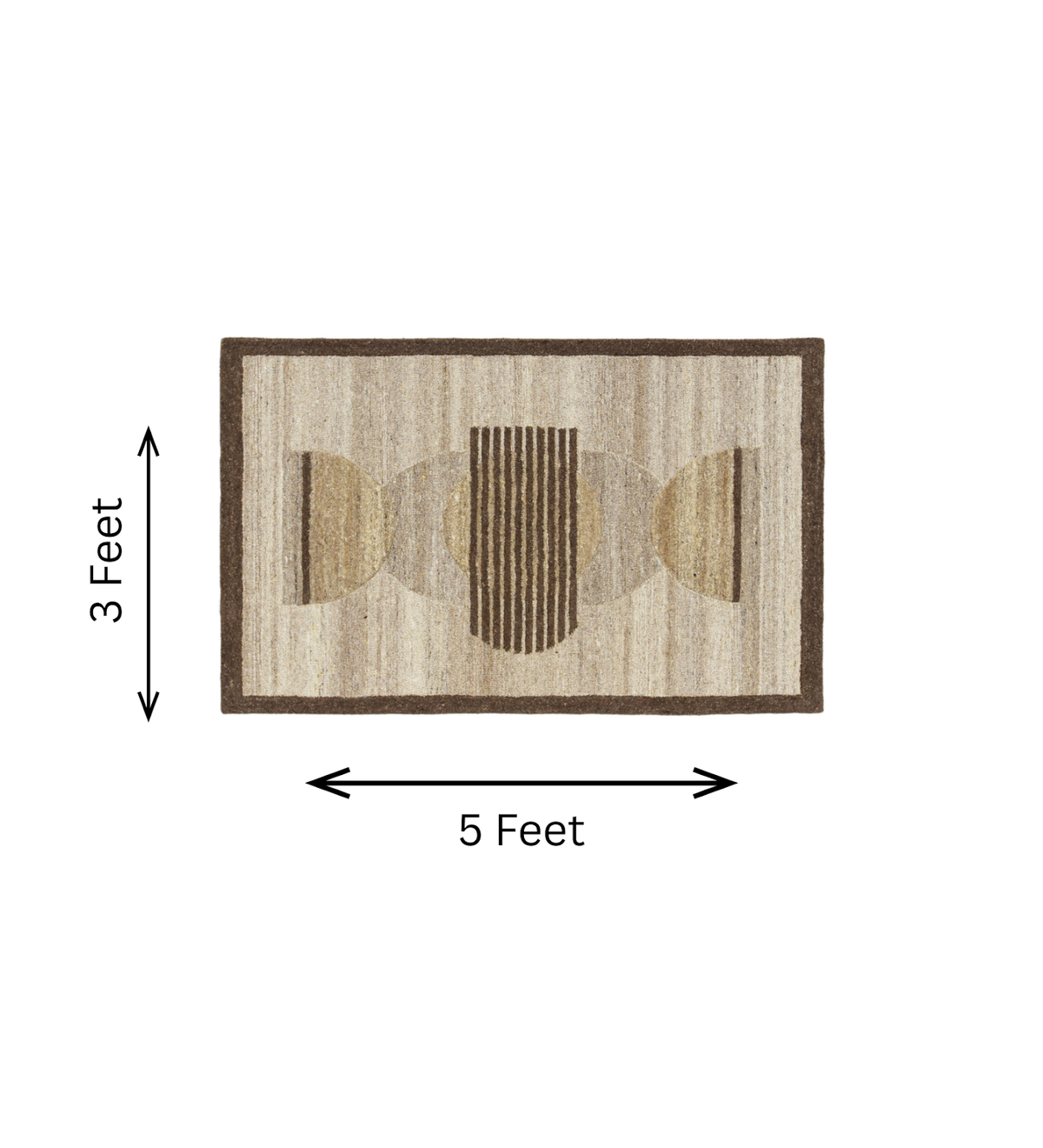 Ivory & Brown Circle Stripe Wool Wall Art with Border 2