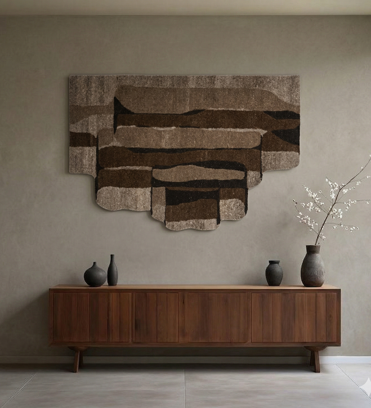 Brown & Beige Abstract Terraced Wool Wall Art 6