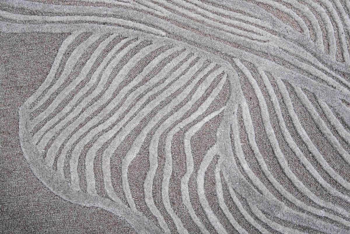 Ivory, Grey & Charcoal Abstract Flow Wool & Silk Rug — Round 4