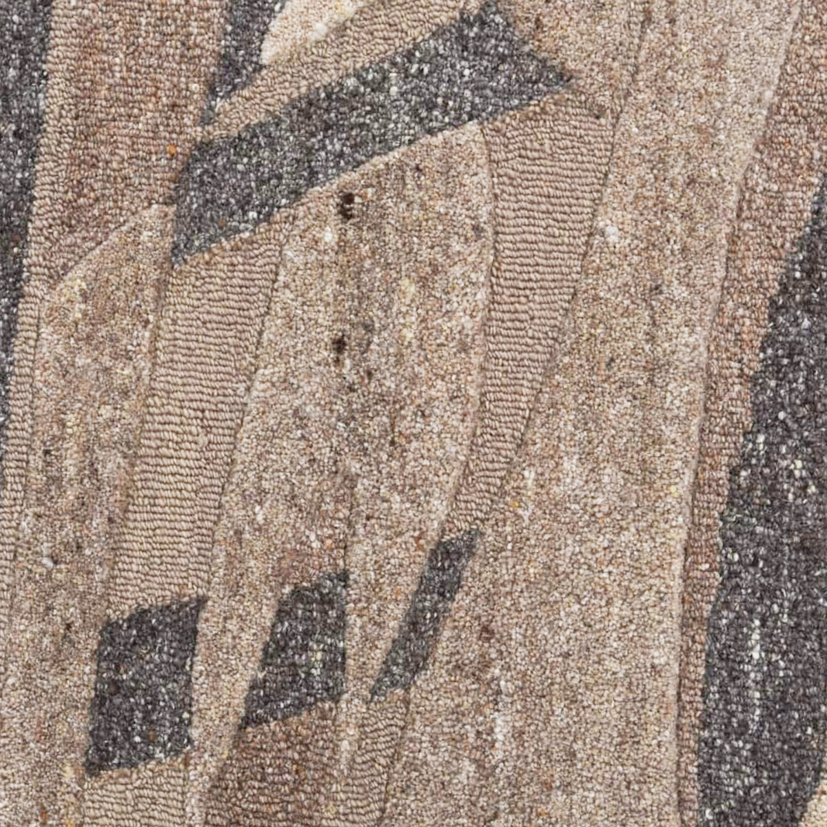 Brown, Beige & Charcoal Abstract Stripe Natural Wool Rug — Shaped 4
