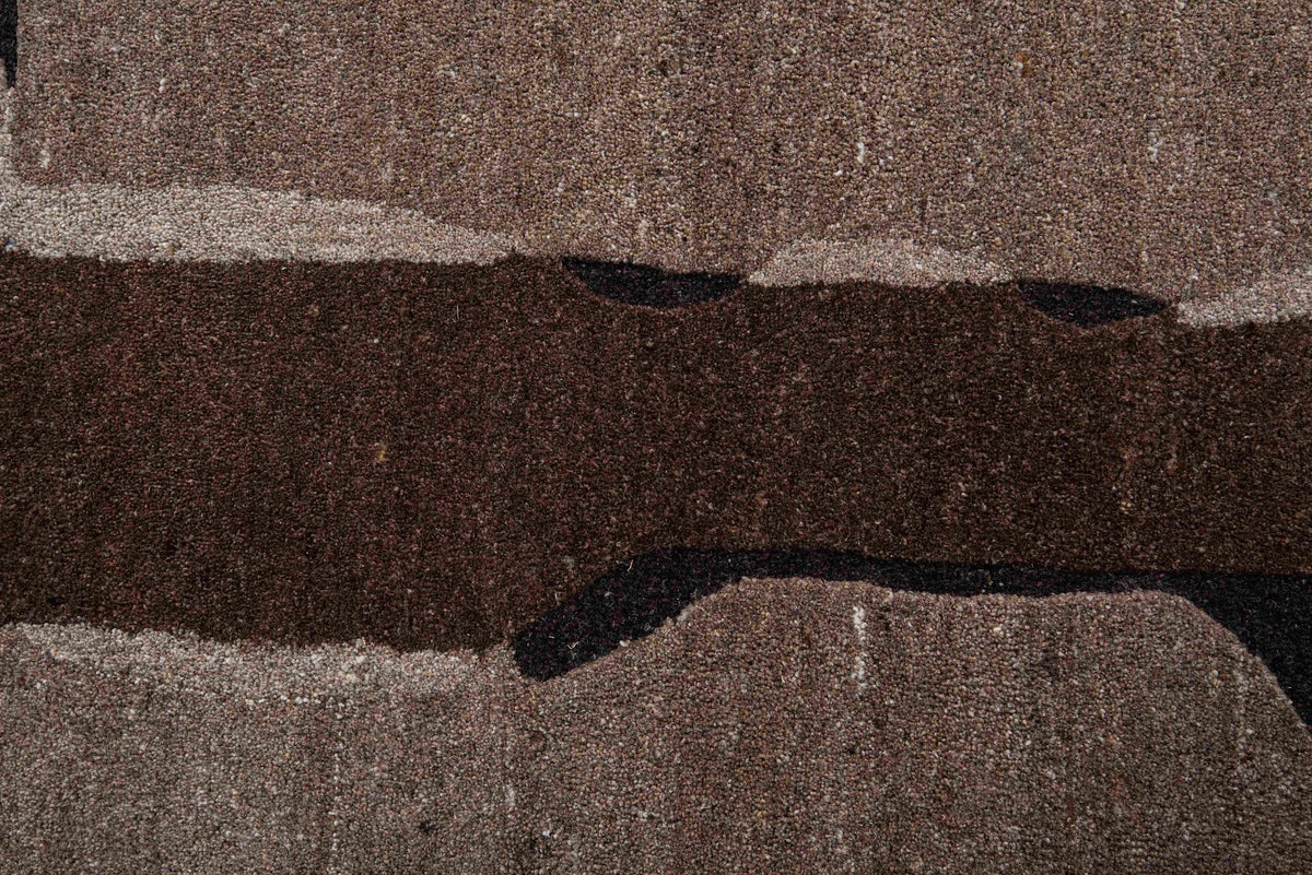 Silver Grey, Light Grey & Charcoal Abstract Wool Rug — Round 4