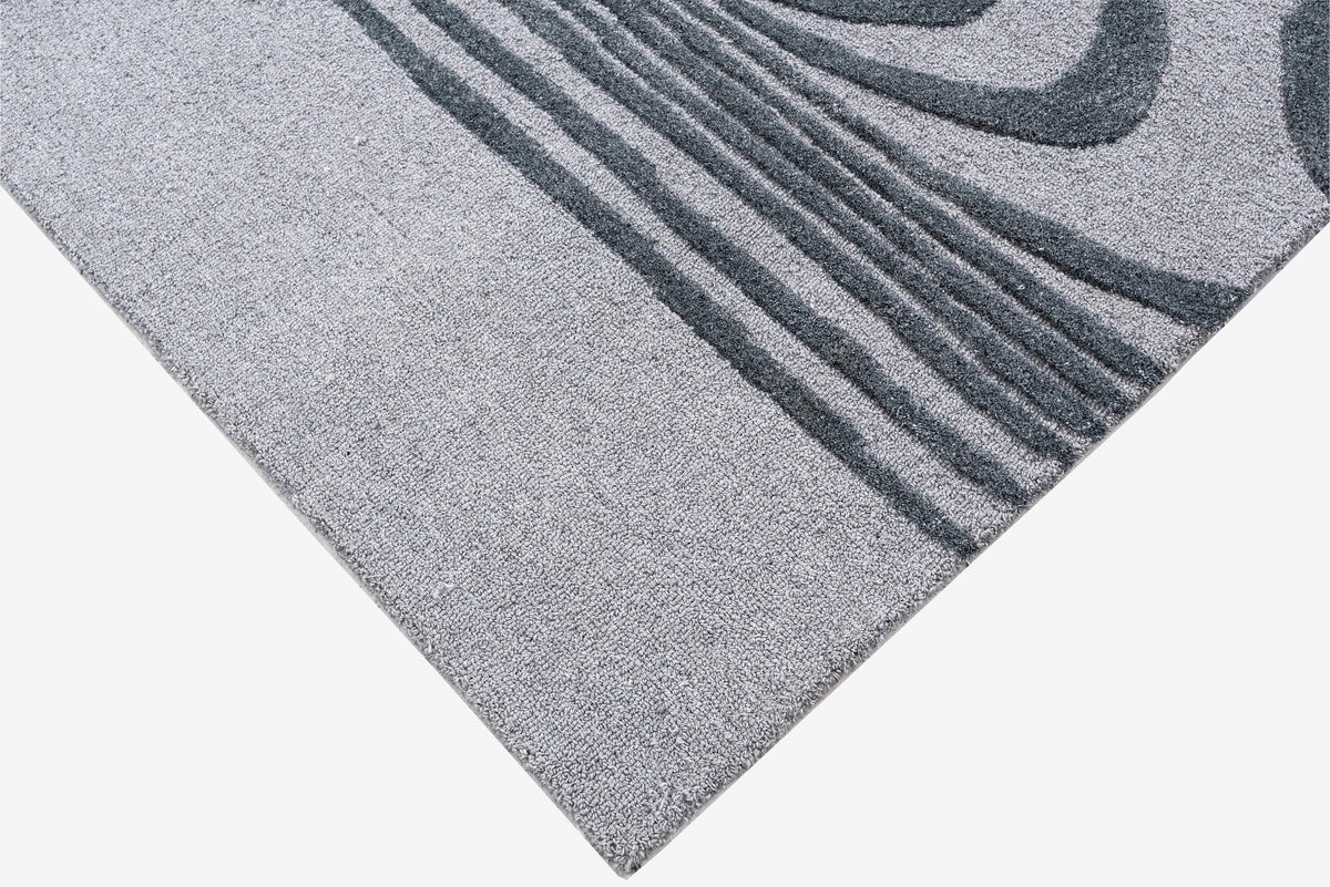 Grey & Ivory Abstract Flow Wool & Silk Rug — Square 5