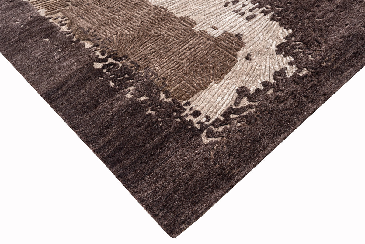 Chocolate handmade wool and silk rug
