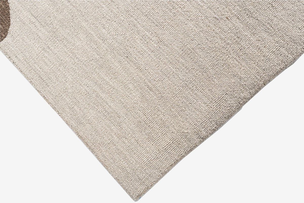 Ivory & Brown Abstract Wave Wool Rug — Square 5