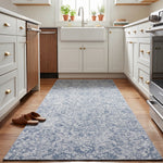 Blue Vintage Floral Medallion Wool Rug Runner