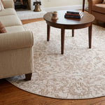 Wheat Vintage Floral Medallion Wool Rug Round