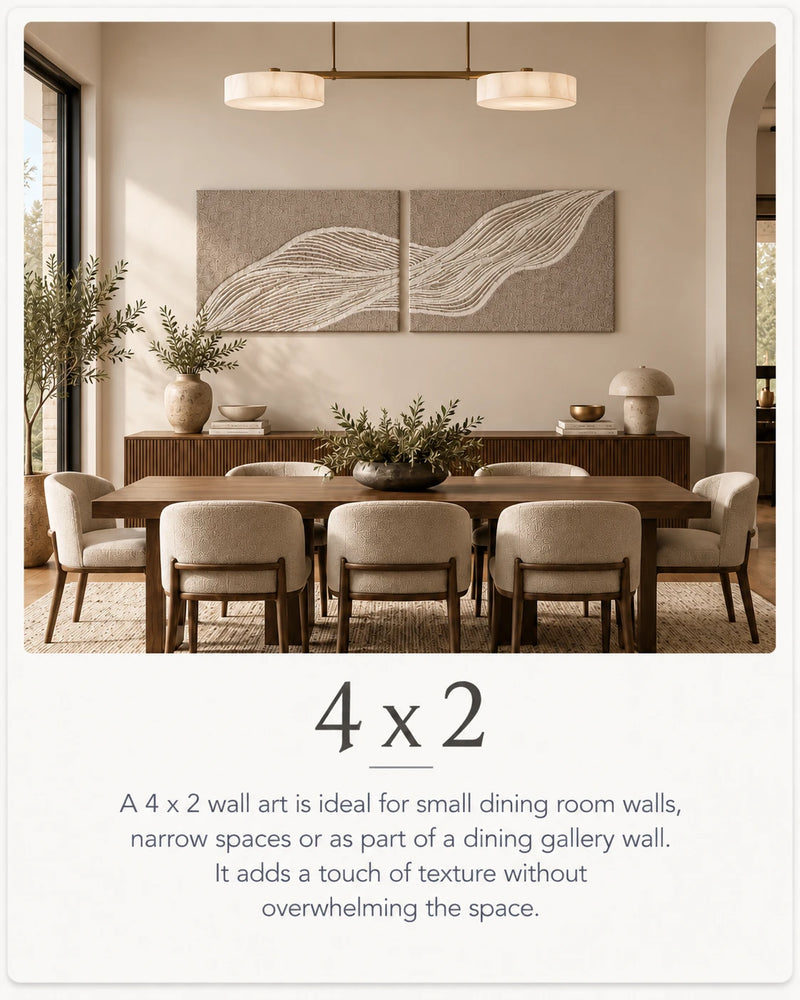4 x 2 wall art in a dining room