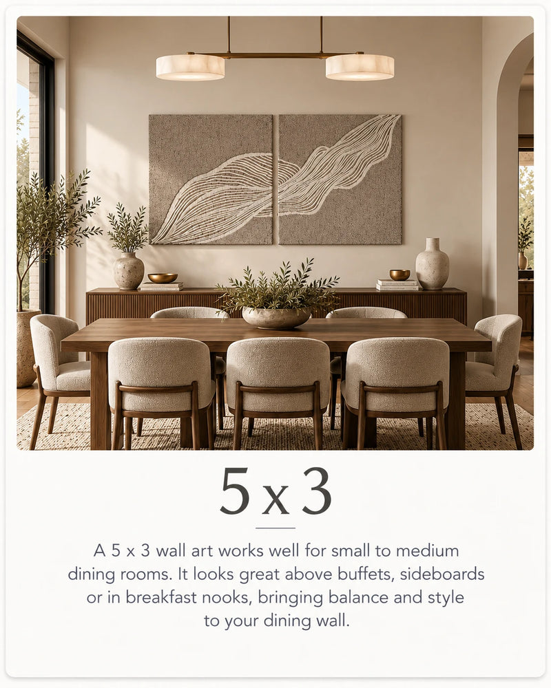 5 x 3 wall art in a dining room