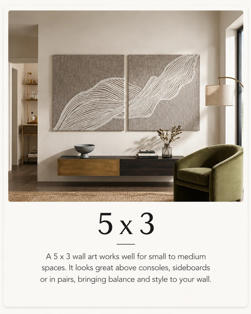 5 x 3 wall art in a living room